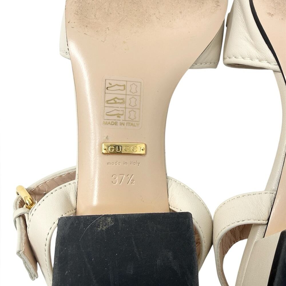 Gucci Baby Horsebit Leather Low Block Heel Sandals Mystic White Ivory Size 37.5 - Picture 8 of 9